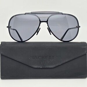 Hackett Bespoke OutdoorsmanBlack Frame Grey Lens Shield Aviator Sunglasses